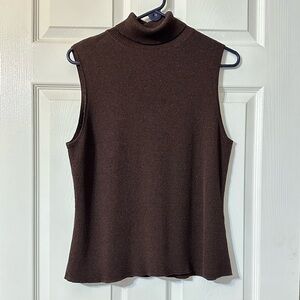 Nygard Collection size XL dark brown with gold metallic sleeveless turtleneck